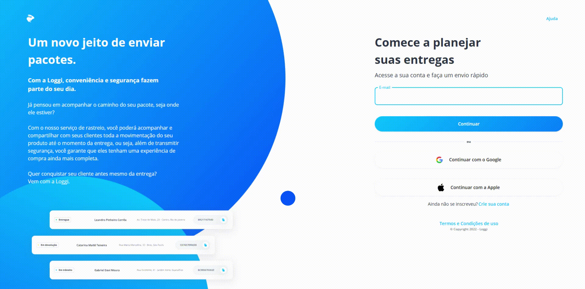 Gif animado mostrando o passo a passo de como integrar com a Loggi